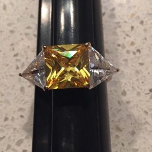 TECHNIBOND SIZE 10.5 VERMEIL RING AMBER GEM NEW!